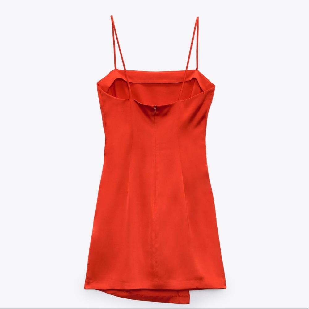 ZARA SATIN RUCHED MINI DRESS - Picture 3 of 4